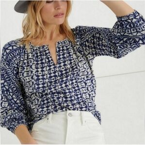 NEW LUCKY BRAND SHIRT Shirred Blouse Longsleeve Top Size Medium